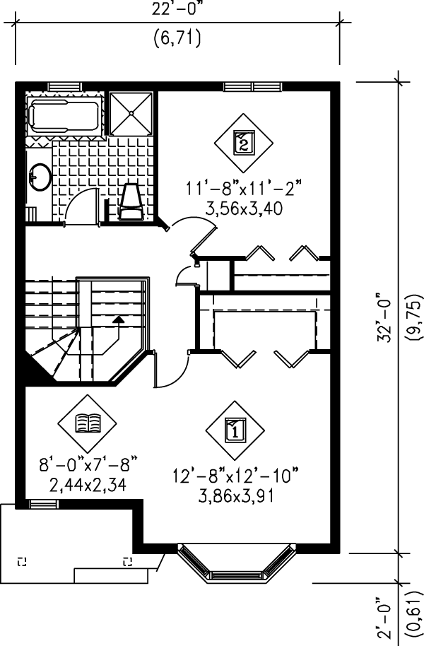 Traditional Floor Plan - Upper Floor Plan #25-206