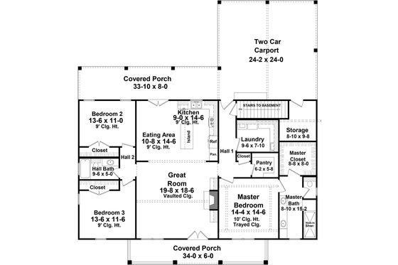 Floor Plan - Main Floor for Country House Plan #21-456 - 3 bed, 2 bath