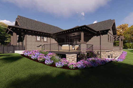 Exterior - Rear Elevation 2 for Craftsman House Plan #1069-39 - 2 bed, 2 bath