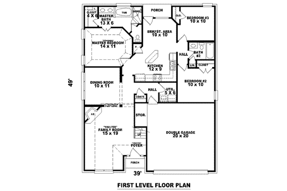 Floor Plan - Main Floor for European House Plan #81-764 - 3 bed, 2 bath