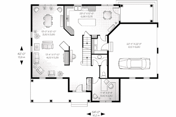 Floor Plan - Main Floor for Traditional House Plan #23-534 - 4 bed, 3.5 bath
