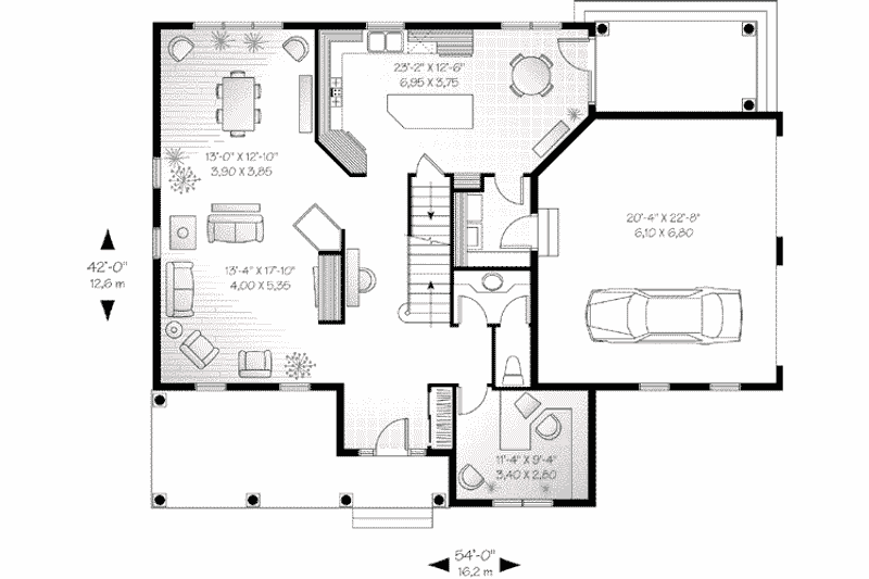 Architectural House Design - Floor Plan - Main Floor for Traditional House Plan #23-534 - 4 bed, 3.5 bath