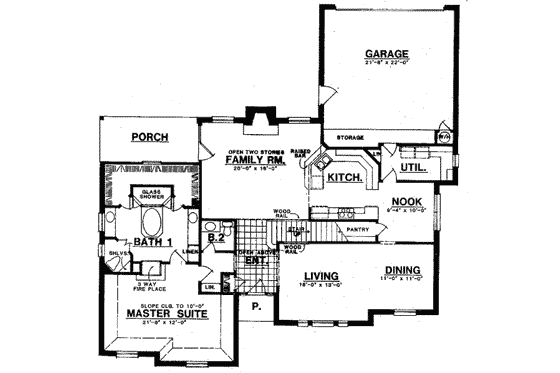 Floor Plan - Main Floor for European House Plan #40-271 - 4 bed, 2.5 bath