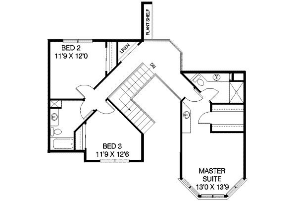 House Plan Design - Traditional Floor Plan - Upper Floor Plan #60-250