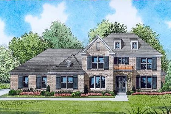 Exterior - Front Elevation for European House Plan #424-80 - 5 bed, 3 bath