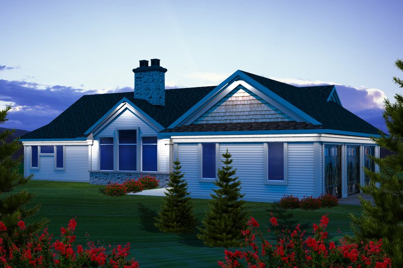 House Plan Design - Exterior - Rear Elevation for Ranch House Plan #70-1138 - 3 bed, 2 bath