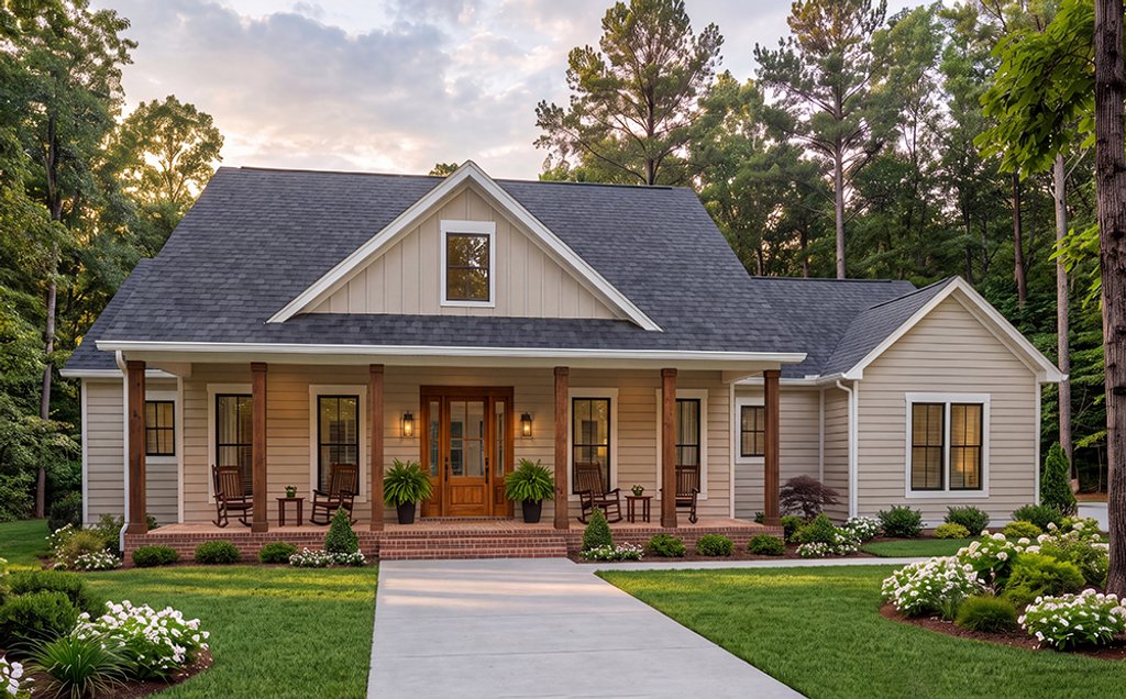 Exterior - Front Elevation 2 for Southern House Plan #406-9674 - 3 bed, 2.5 bath