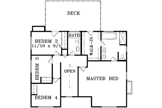 Floor Plan - Upper Floor for Traditional House Plan #1-1475 - 4 bed, 3 bath