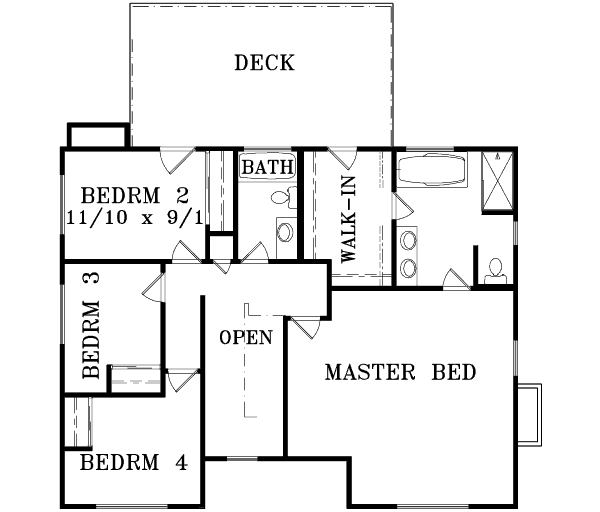 House Blueprint - Traditional Floor Plan - Upper Floor Plan #1-1475