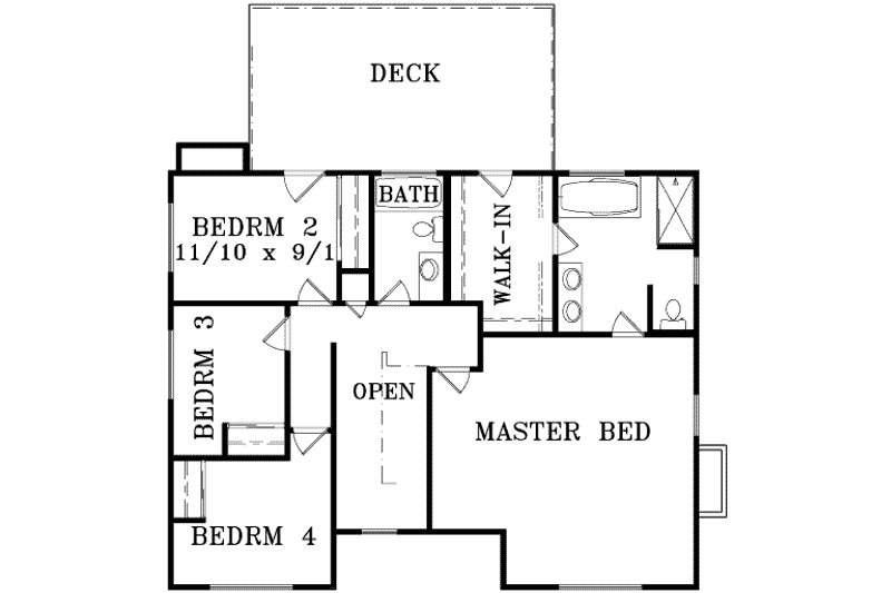 Architectural House Design - Floor Plan - Upper Floor for Traditional House Plan #1-1475 - 4 bed, 3 bath