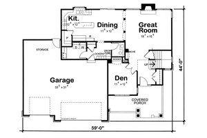 Floor Plan - Main Floor for Craftsman House Plan #20-2127 - 4 bed, 3.5 bath