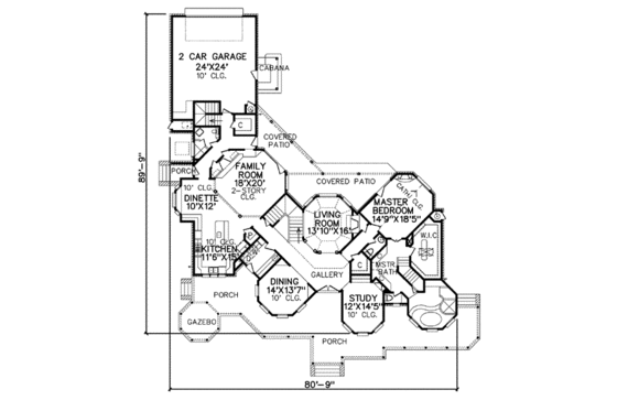 Floor Plan - Main Floor for European House Plan #65-470 - 4 bed, 5 bath