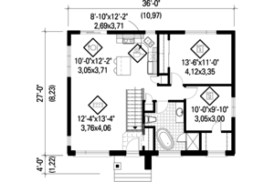 Floor Plan - Main Floor for Contemporary House Plan #25-4312 - 2 bed, 1 bath