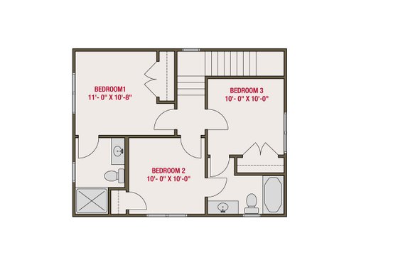 Floor Plan - Upper Floor for Farmhouse House Plan #461-115 - 3 bed, 2.5 bath