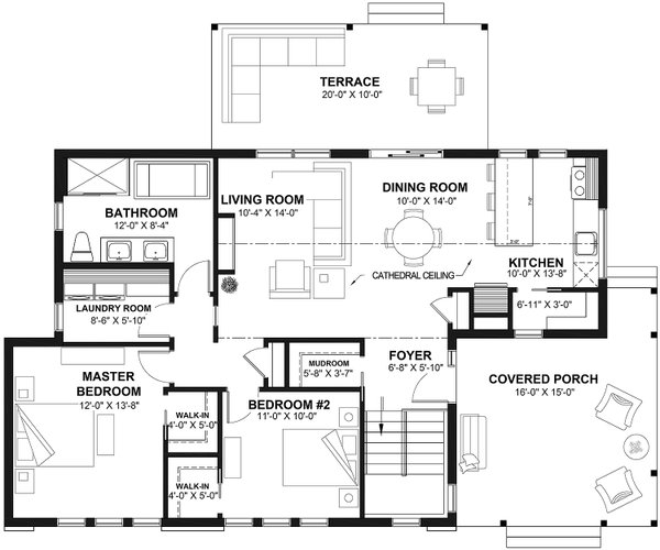 House Plan Design - Floor Plan - Main Floor for Modern House Plan #23-2676 - 2 bed, 1 bath