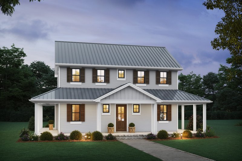 House Blueprint - Farmhouse Exterior - Front Elevation Plan #48-1157