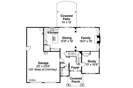 Floor Plan - Main Floor for Craftsman House Plan #124-940 - 3 bed, 2.5 bath