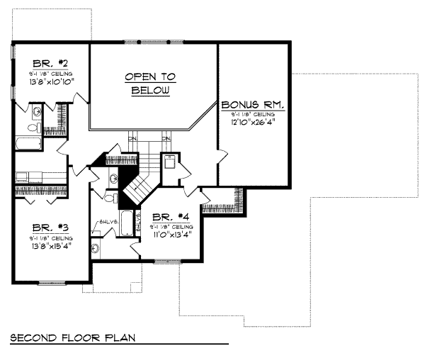 Home Plan - Traditional Floor Plan - Upper Floor Plan #70-954