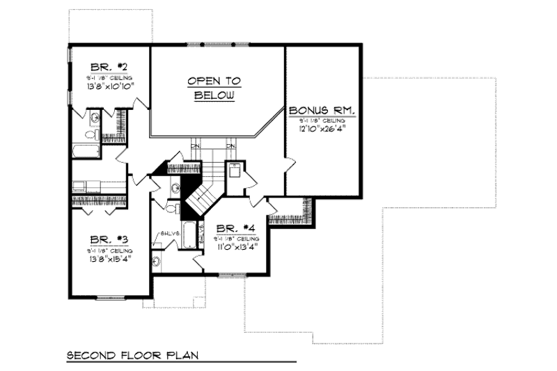 Architectural House Design - Floor Plan - Upper Floor for Traditional House Plan #70-954 - 4 bed, 3.5 bath