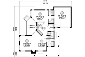 Floor Plan - Main Floor for Cottage House Plan #25-4485 - 4 bed, 2 bath