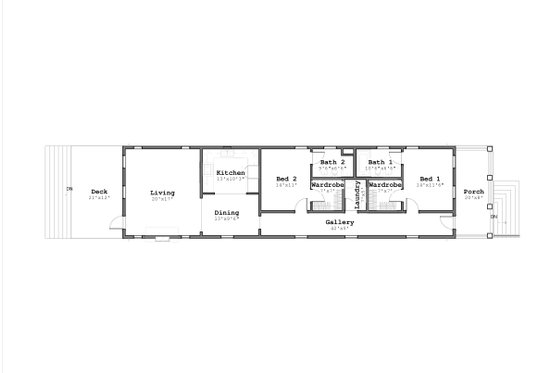 Floor Plan - Main Floor for Bungalow House Plan #926-2 - 2 bed, 2 bath