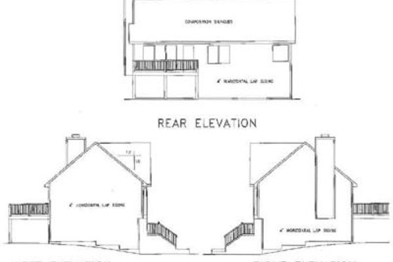 Exterior - Rear Elevation for Traditional House Plan #56-102 - 2 bed, 2 bath