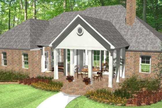 Exterior - Rear Elevation for Colonial House Plan #406-9616 - 3 bed, 3.5 bath