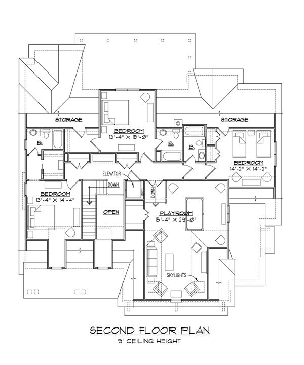 House Blueprint - Craftsman Floor Plan - Upper Floor Plan #1054-38