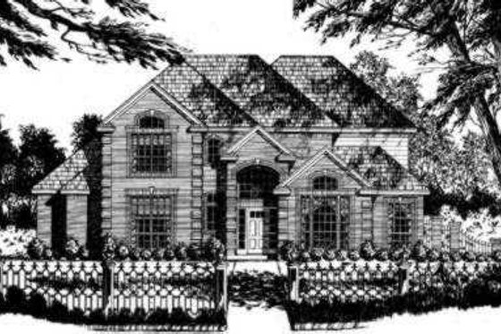 Exterior - Front Elevation for European House Plan #40-272 - 4 bed, 3 bath