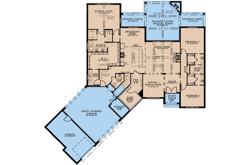 House Plan Design - Floor Plan - Main Floor for European House Plan #923-334 - 3 bed, 2.5 bath
