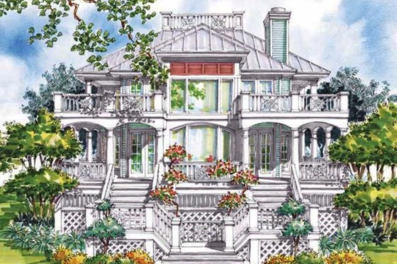 Exterior - Rear Elevation for Classical House Plan #930-71 - 5 bed, 3.5 bath