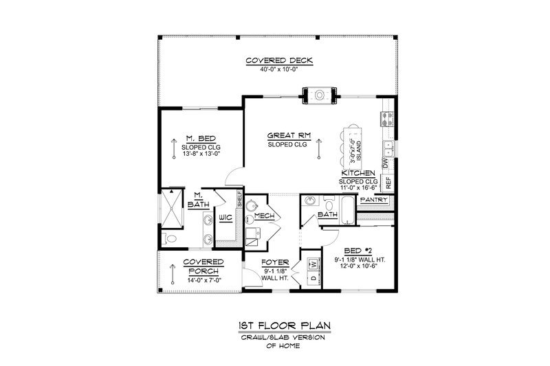 Architectural House Design - Floor Plan - Main Floor 1 for Modern House Plan #1064-319 - 2 bed, 2 bath