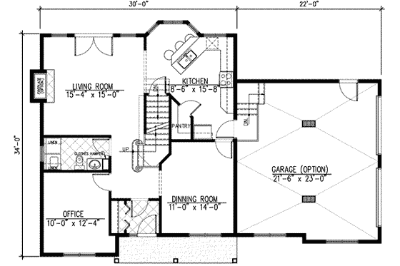 Floor Plan - Main Floor for Traditional House Plan #138-108 - 3 bed, 2.5 bath