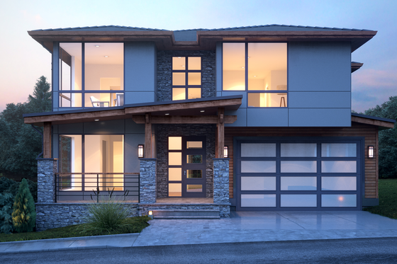 House Plan Design - Exterior - Front Elevation for Contemporary House Plan #1066-54 - 3 bed, 3 bath