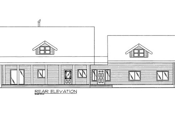 Exterior - Rear Elevation for Country House Plan #117-693 - 3 bed, 2 bath