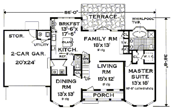 Home Plan - Traditional Floor Plan - Main Floor Plan #3-204
