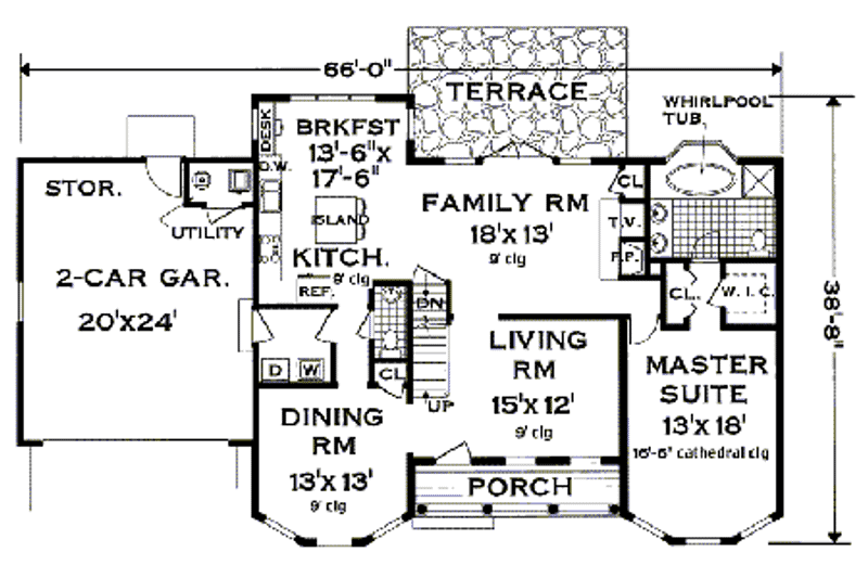 Architectural House Design - Floor Plan - Main Floor for Traditional House Plan #3-204 - 5 bed, 3.5 bath