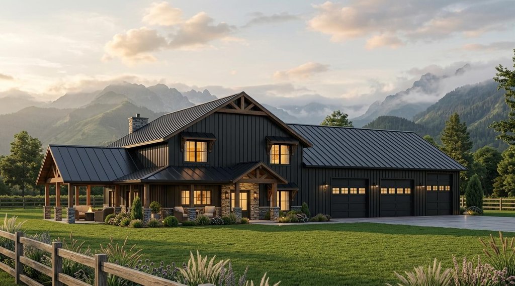 Exterior - Front Elevation 2 for Barndominium House Plan #1064-110 - 3 bed, 2.5 bath