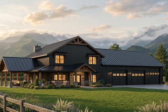 Barndominium-Style Home with RV Garage Plan