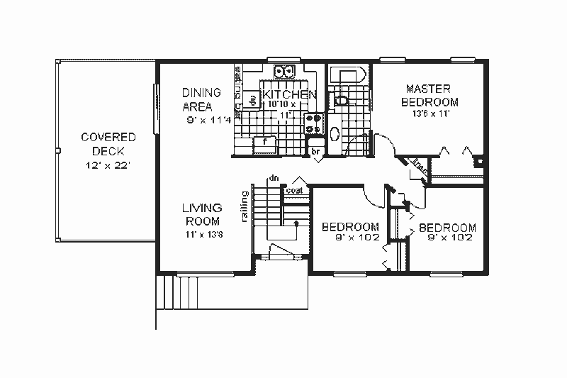 Home Plan - Floor Plan - Main Floor for European House Plan #18-302 - 3 bed, 1 bath