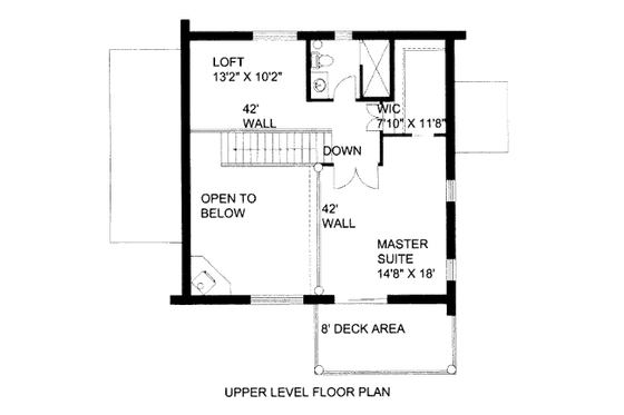 Floor Plan - Upper Floor for Log House Plan #117-589 - 2 bed, 2 bath
