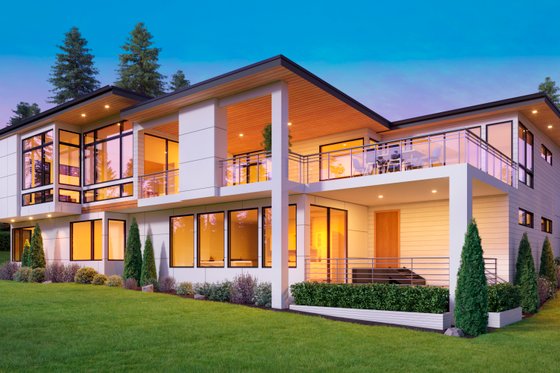 Exterior - Rear Elevation for Modern House Plan #1066-232 - 5 bed, 5.5 bath
