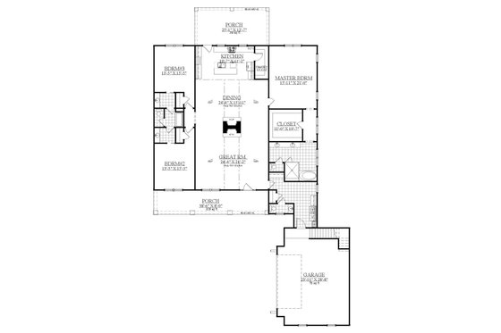 Floor Plan - Main Floor for Farmhouse House Plan #1071-9 - 3 bed, 2.5 bath