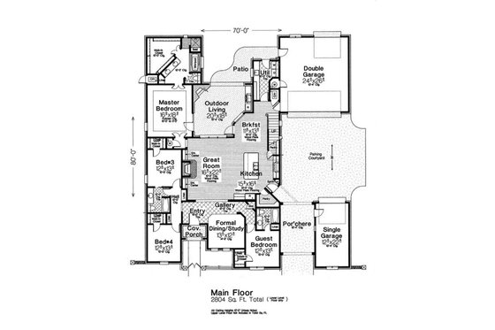 Floor Plan - Main Floor for European House Plan #310-1299 - 4 bed, 3 bath