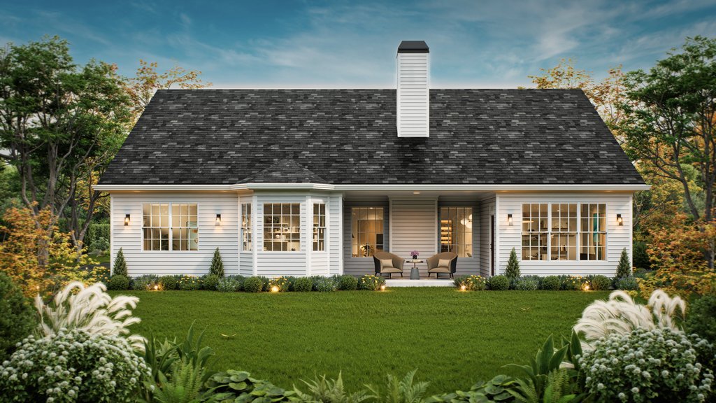 Exterior - Rear Elevation 2 for Traditional House Plan #54-693 - 3 bed, 2 bath