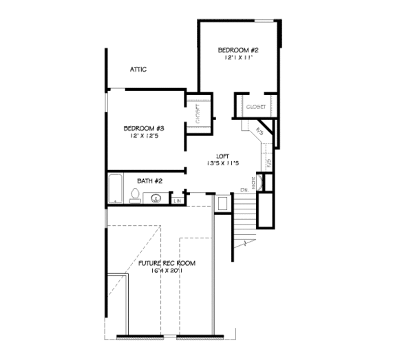 Traditional Floor Plan - Upper Floor Plan #424-113