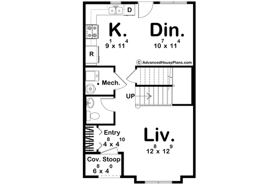 Floor Plan - Main Floor for Cottage House Plan #455-703 - 2 bed, 2.5 bath
