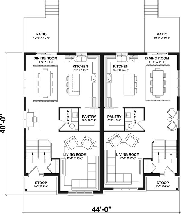 Architectural House Design - Traditional Floor Plan - Main Floor Plan #23-2496