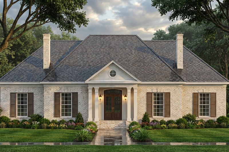 Exterior - Front Elevation 2 for Southern House Plan #406-235 - 3 bed, 2.5 bath