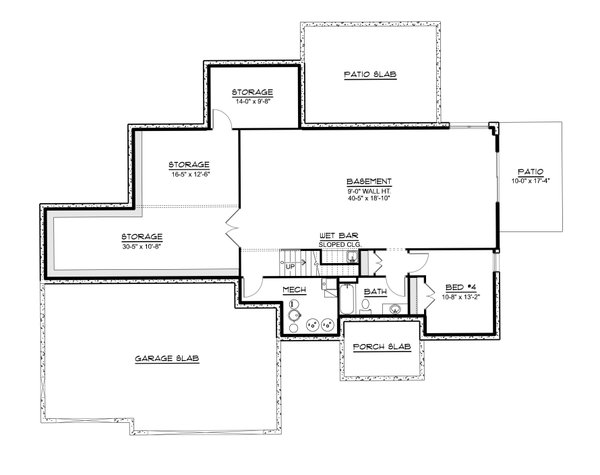 House Design - Floor Plan - Lower Floor for Craftsman House Plan #1064-479 - 3 bed, 2 bath